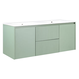 Pack Baño Cartagena | Mueble Vanitorio Doble Sage Green + Griferías Lavamanos + Espejo Led