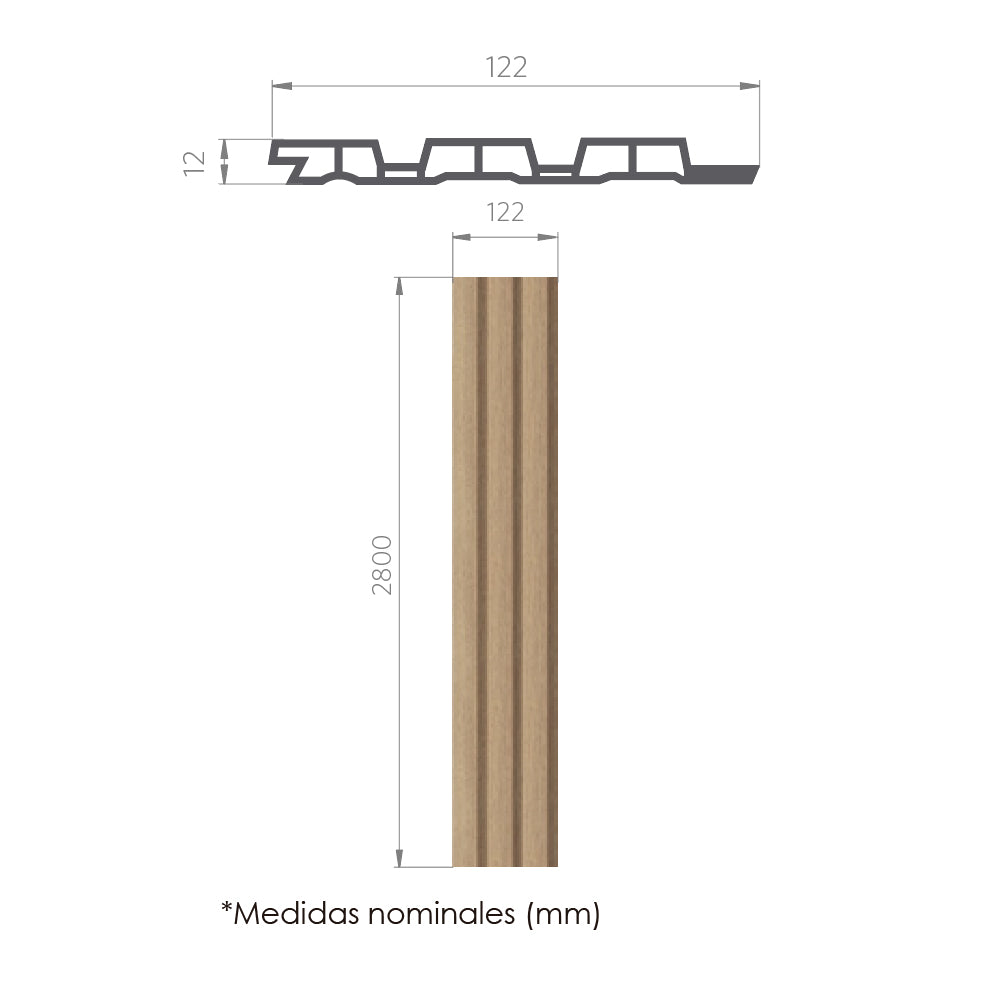 Wall Panel Brown 280x12.2x1.2 cm