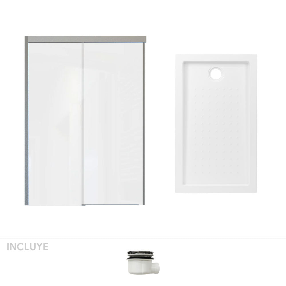 Pack Baño Oviedo | Mampara Corredera + Receptáculo | 160 cm ancho