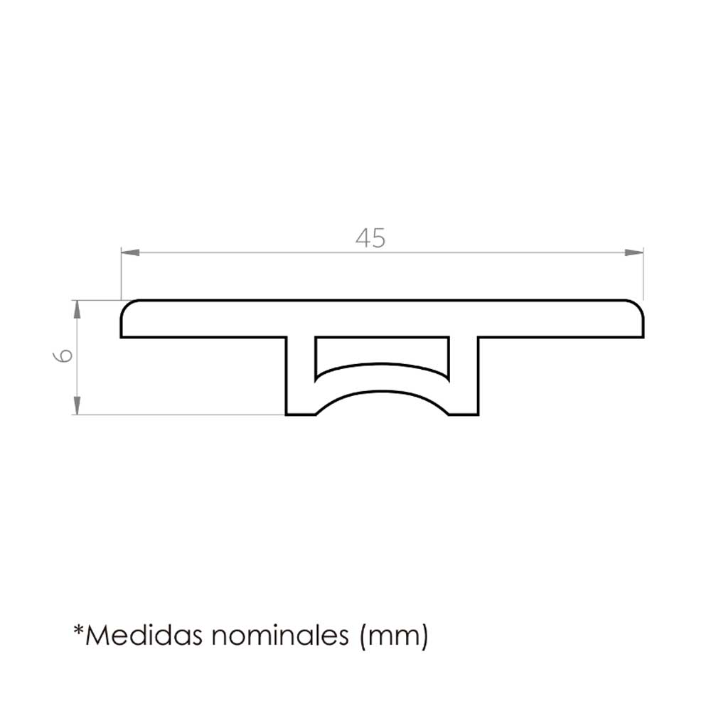 Moldura T SPC Gris Concreto 2400x45x6mm