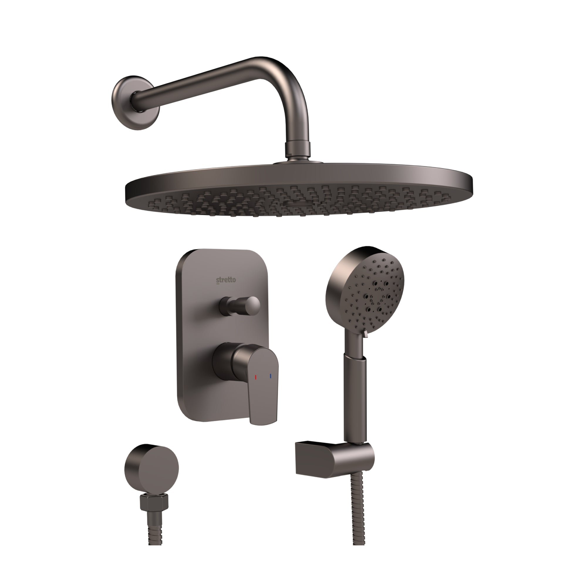 Monomando Ducha Empotrado con Inversor + Plato + Maneral Filippo Grafito Austral