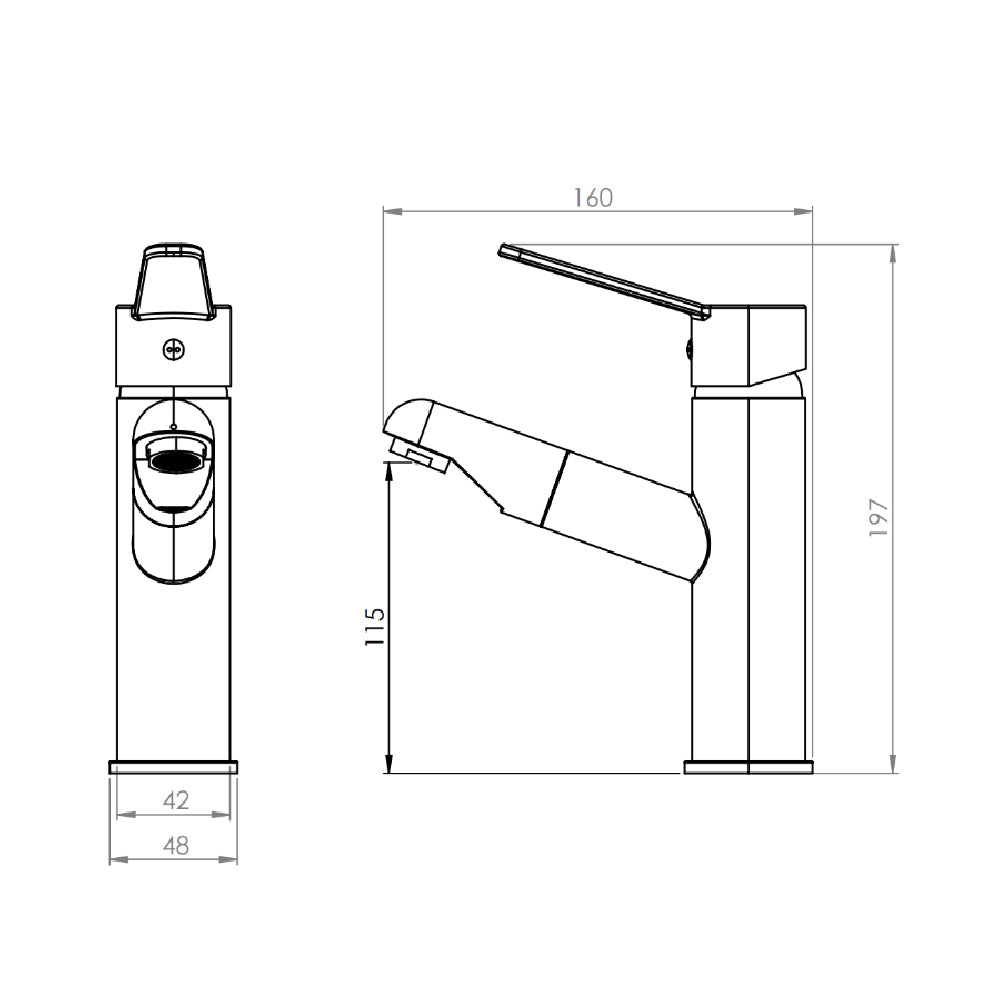 Monomando Lavamanos Extraible Brescia Negro Mate