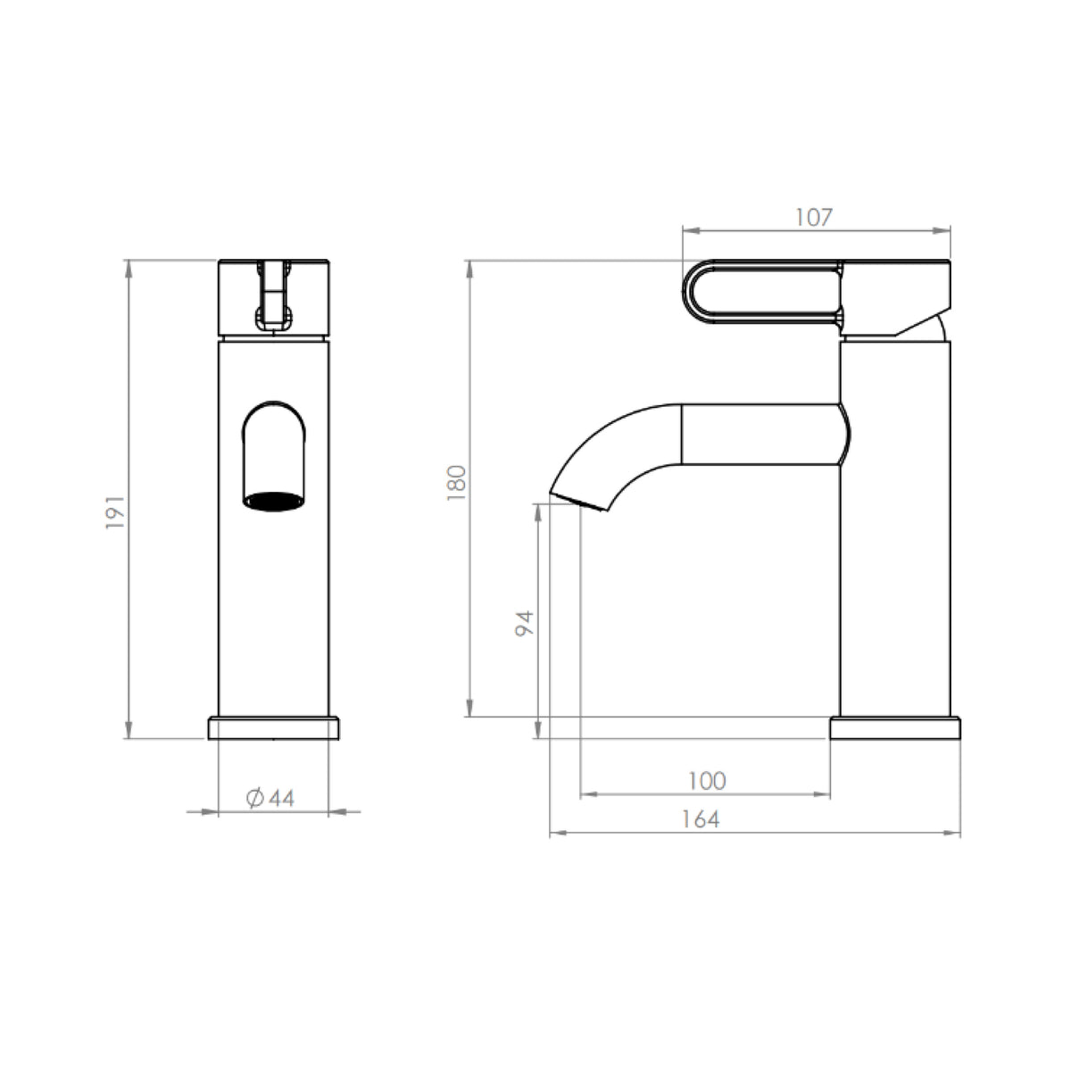 Monomando Lavamanos Rizzo Negro Mate