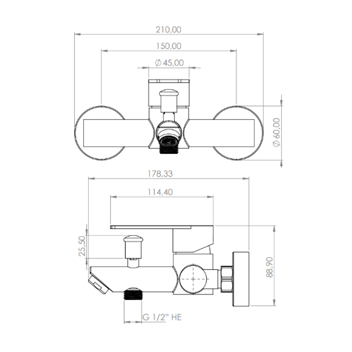 Monomando Tina Ducha Verceli Inox Satinado
