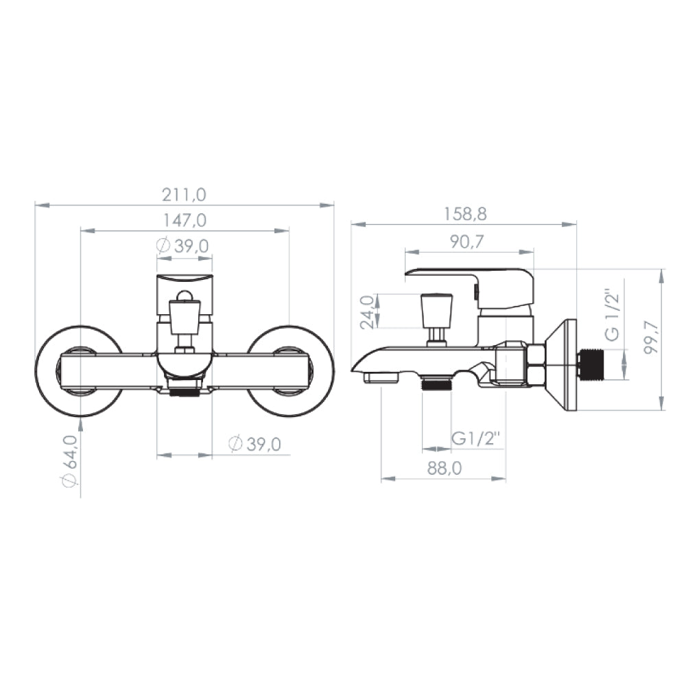 Monomando Tina Ducha Priego Grafito Austral