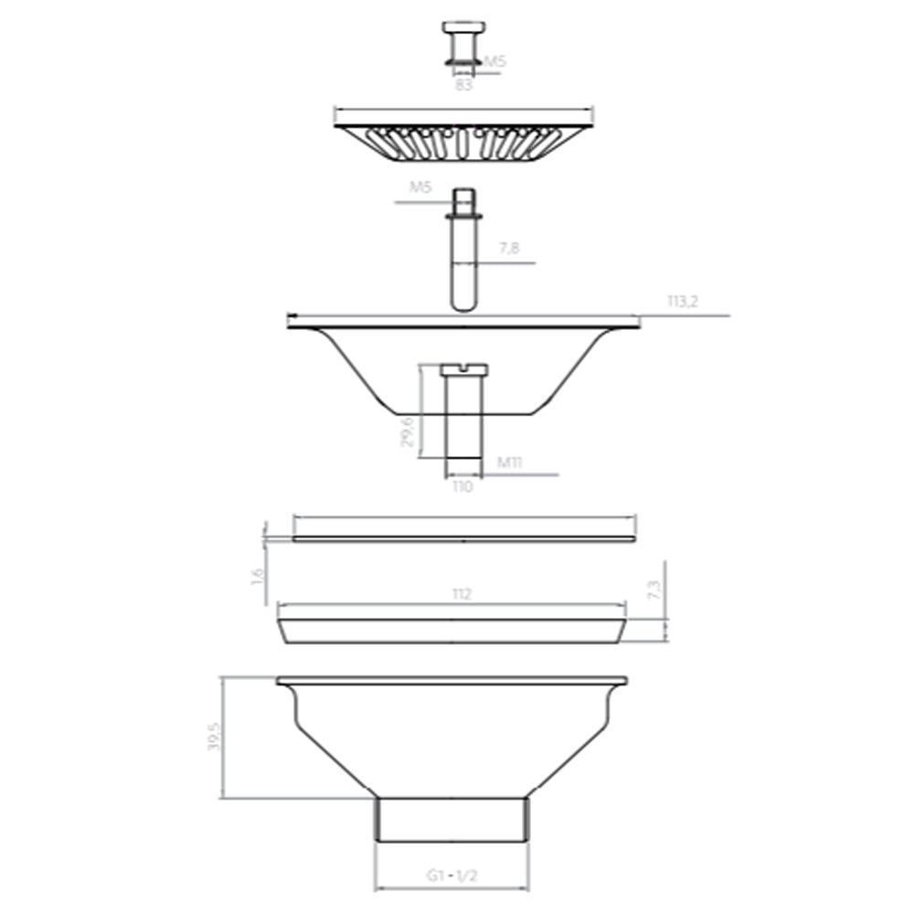 Desague Lavaplatos Plástico c/ salida 1 1/2; Rejilla; s/Reb s/Cola