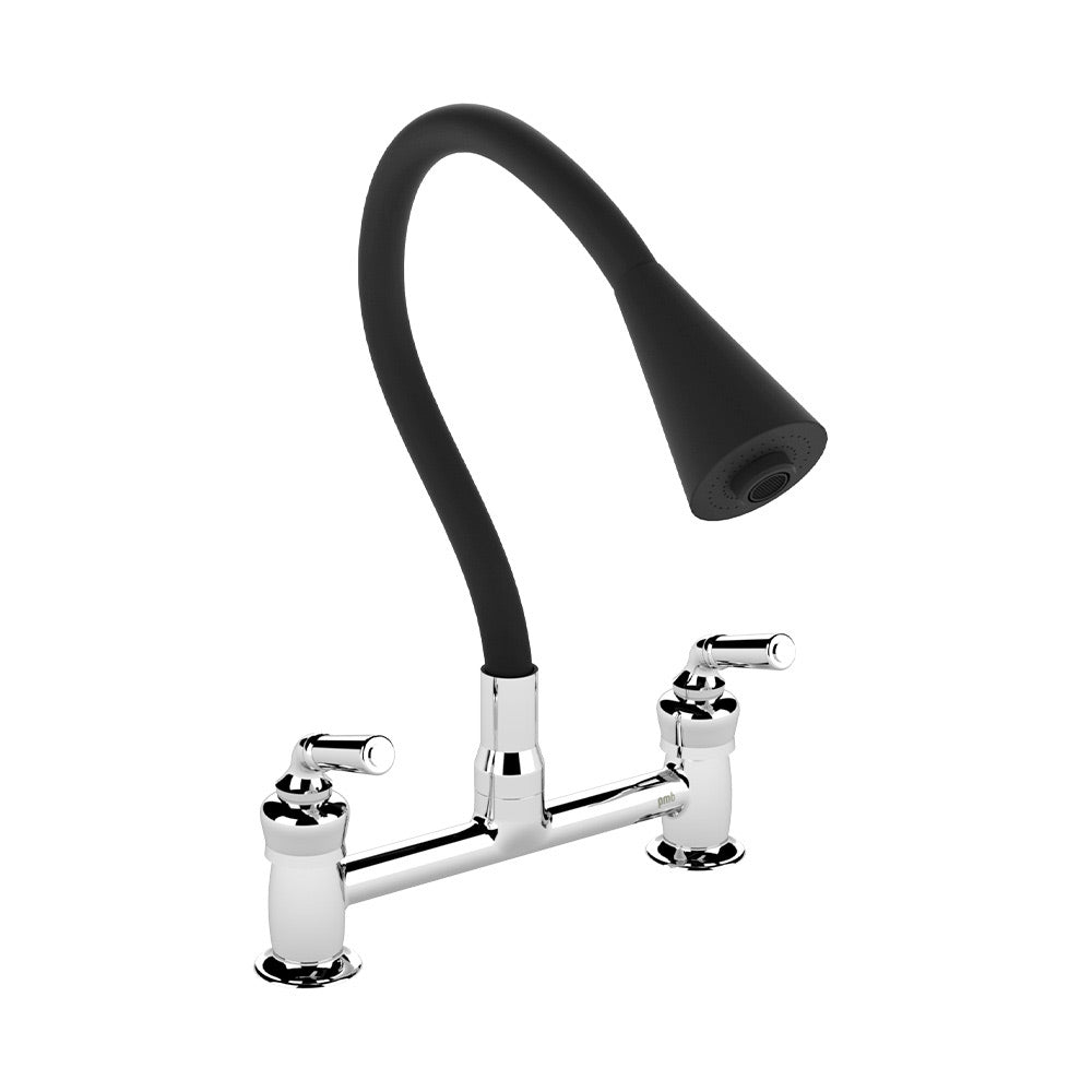 Combinación Lavaplatos Houston Flex Duo Cromo/Negro Mate