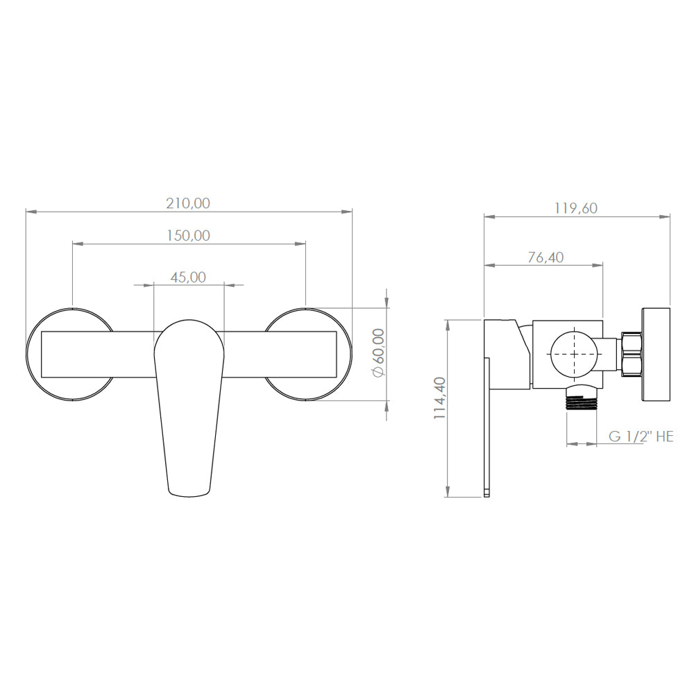 Monomando Ducha Verceli Negro Mate