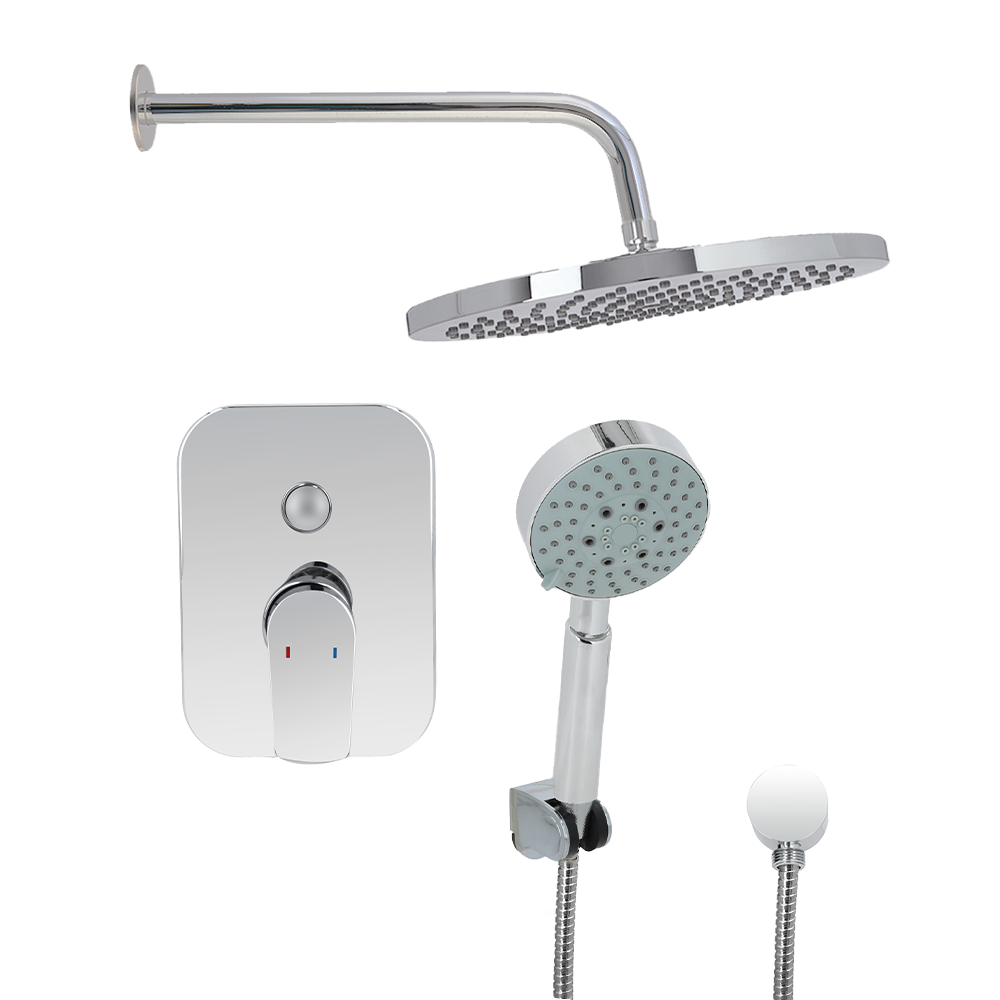 Monomando Ducha Empotrado con Inversor + Plato + Maneral Filippo Cromo