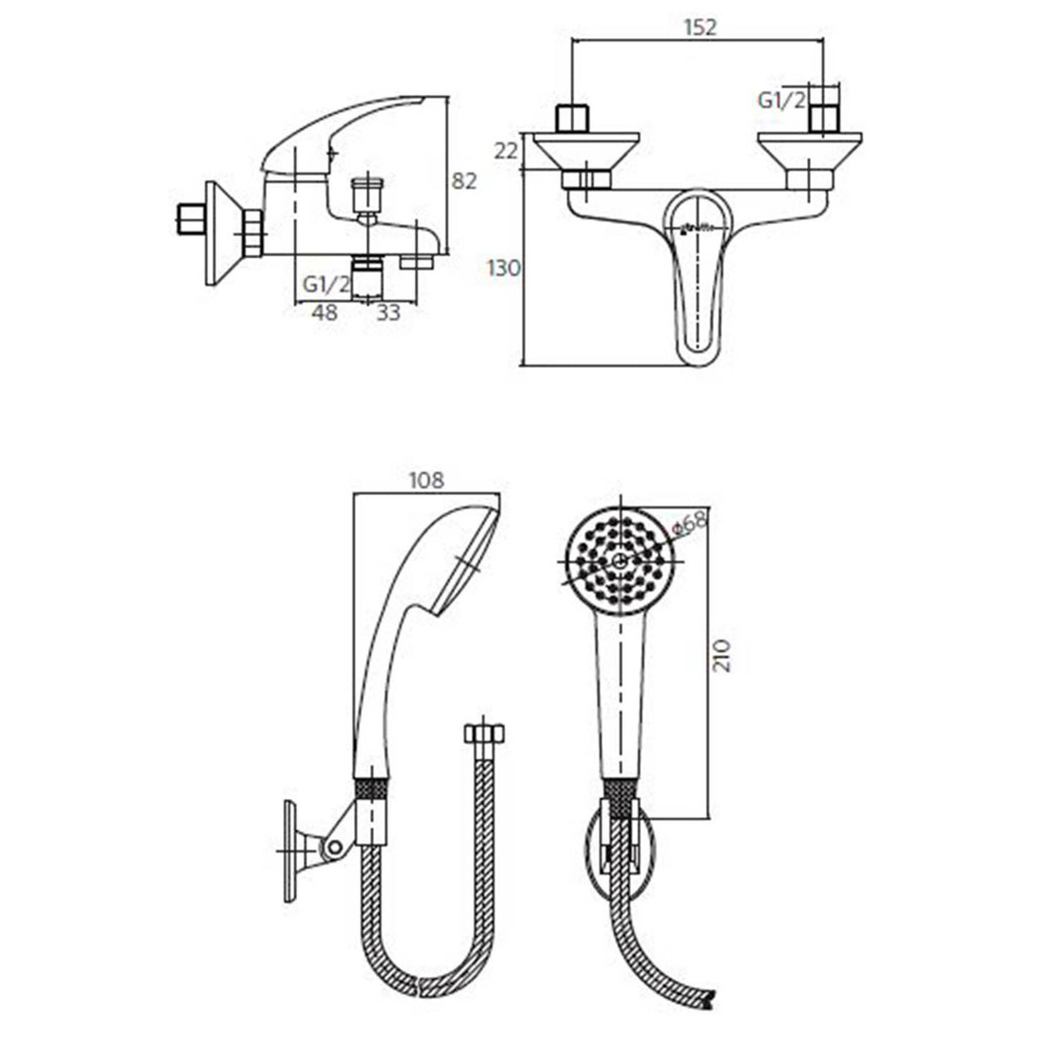 Monomando Tina Ducha Ornella Cromo