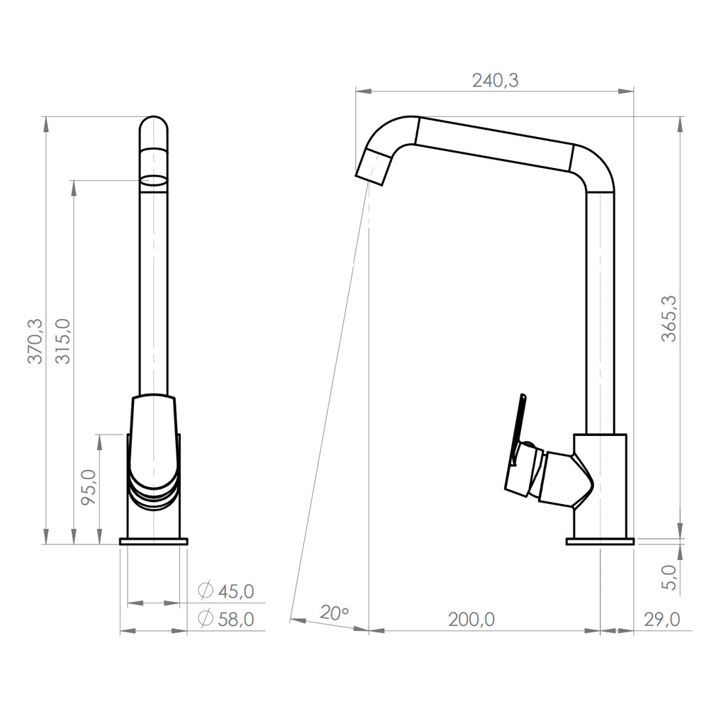 Monomando Lavaplatos Caño Recto Filippo Grafito Austral