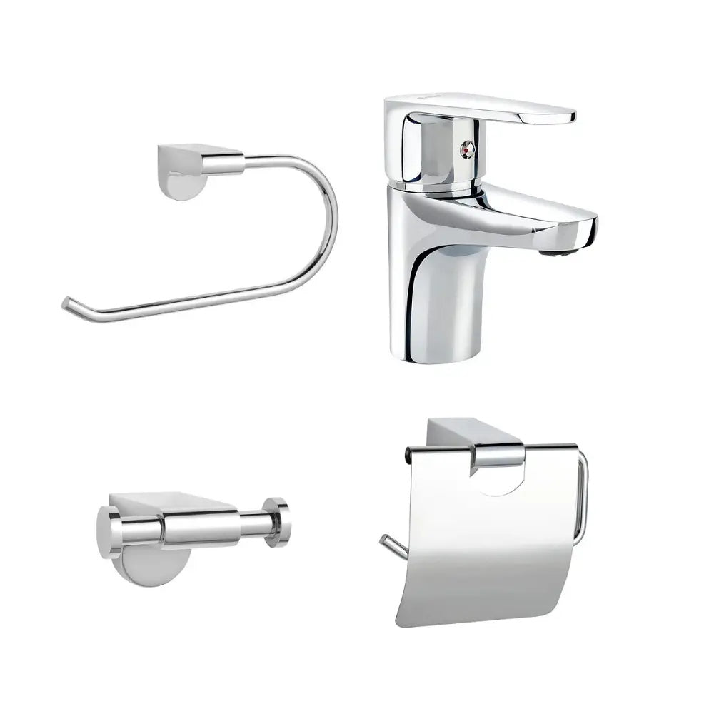 Pack Baño Pamplona | Grifería Lavatorio + Accesorios Baño Cromo