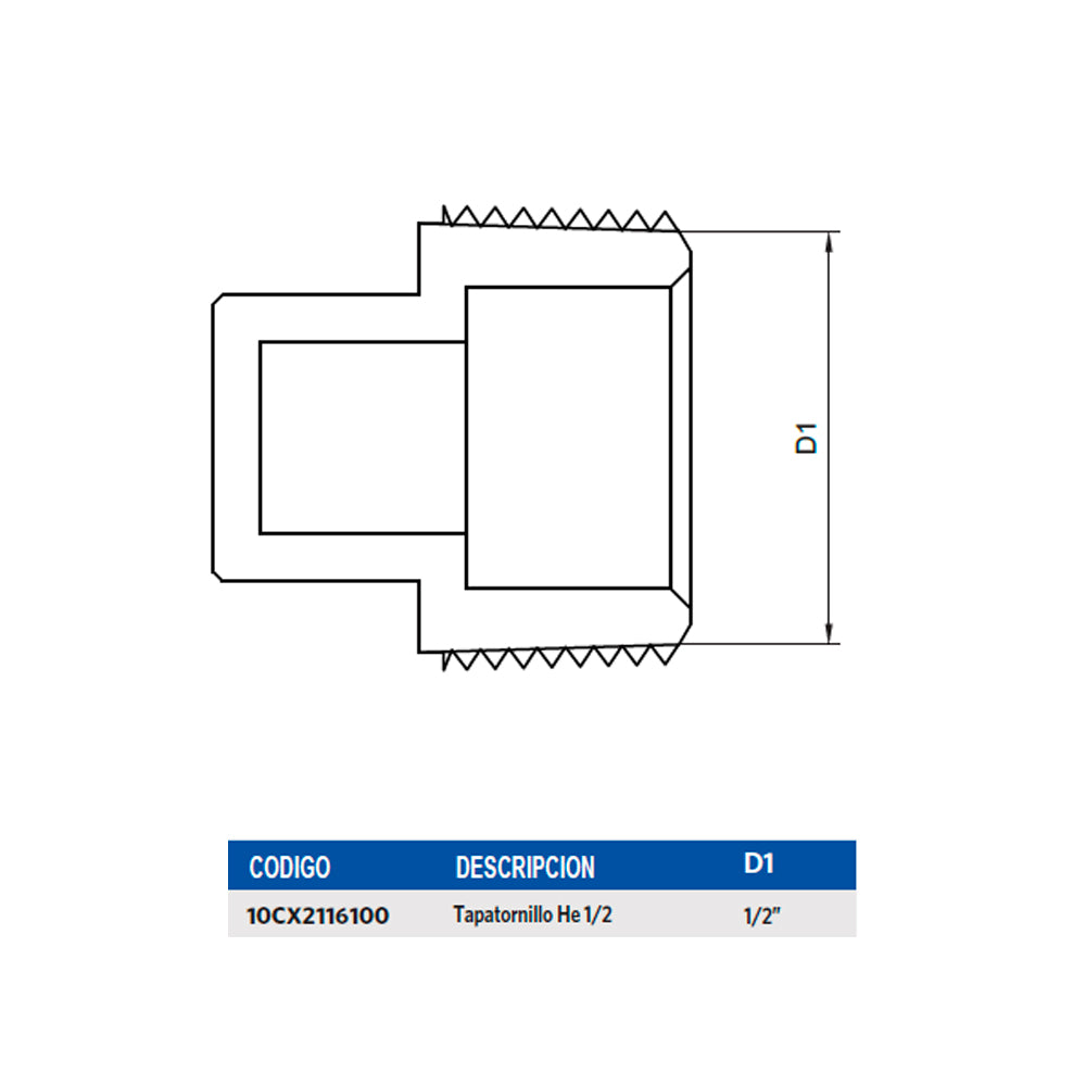 Tapatornillo para Agua He 1/2