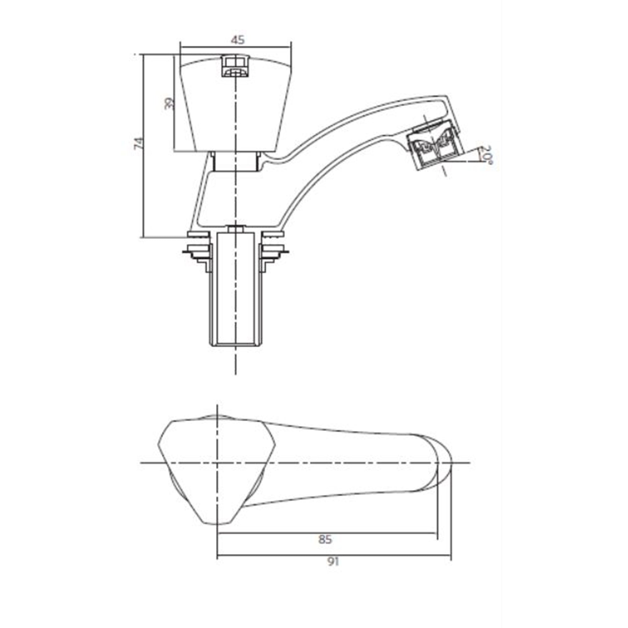 Llave Lavatorio Mossini Tevere con Aireador